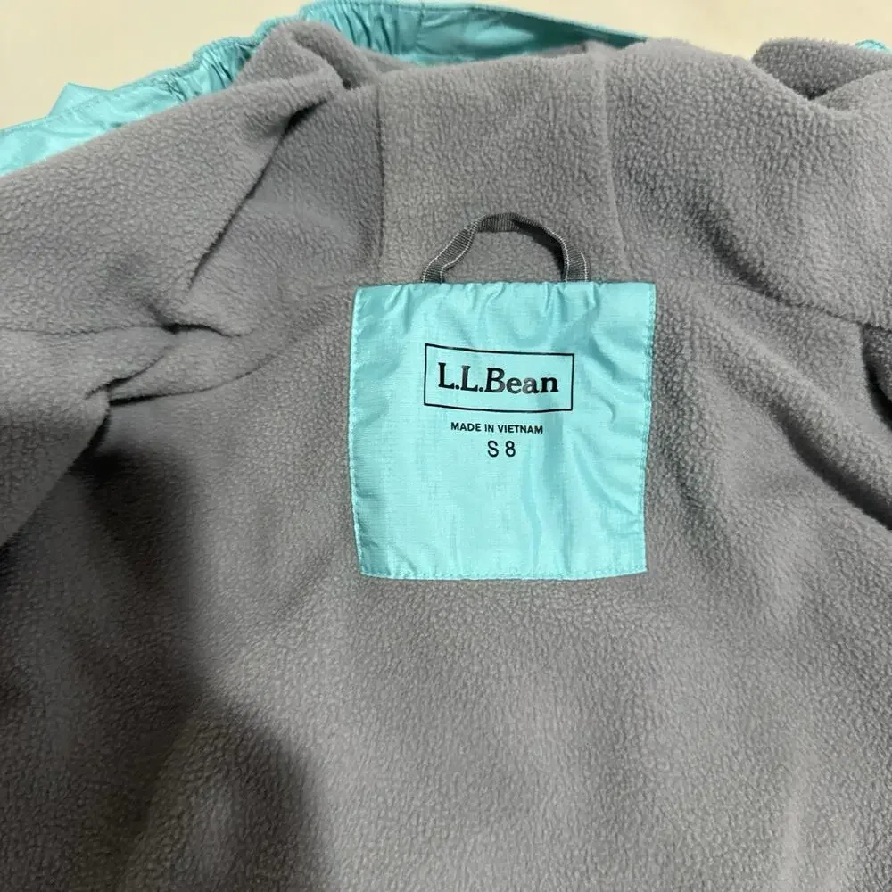 L.L.Bean Jacket Kids S 8 Blue Colorblock Trail Model Fleeced Hooded Rain Outdoor